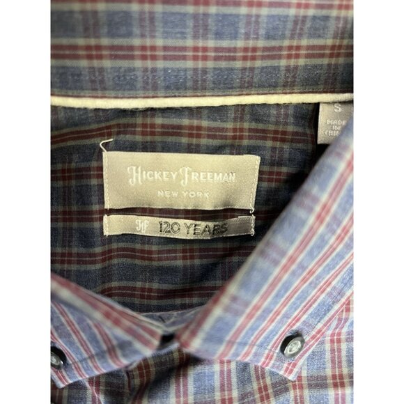 NWT Hickey Freeman Cotton Button Front Shirt Blue Red Plaid Sz Small Long Sleeve - Picture 5 of 14